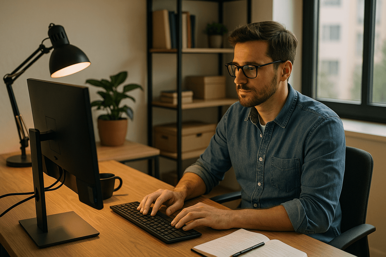 Escritório com pessoa trabalhando